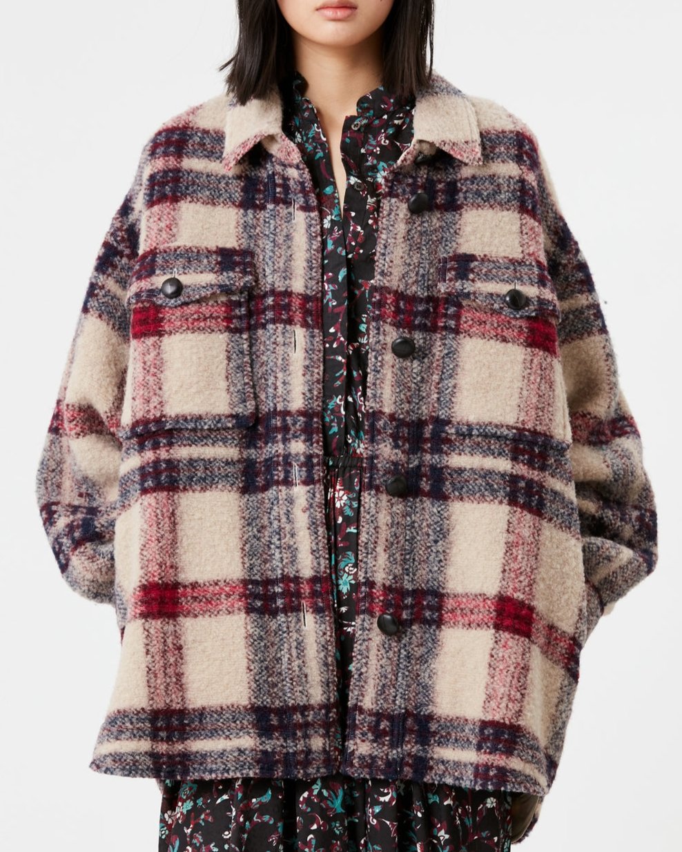Manteau Harveli - Burgundy/Ecru